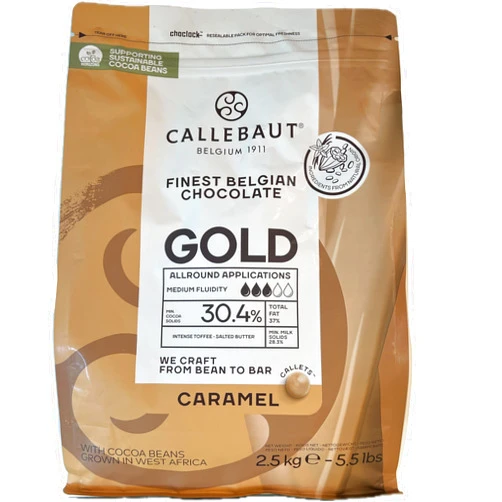 Callebaut Gold Caramel Chocolate Easimelt Callets Finest Belgian Chocolate 2.5Kg