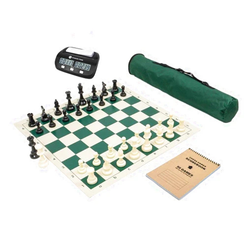 Wholesale Chess Basic Club Complete Chess Set with Scorebook and Clock (Green)