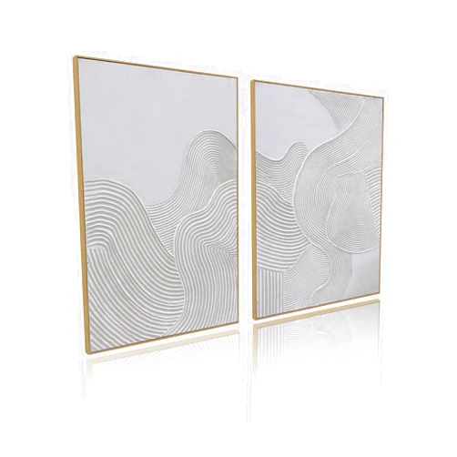 Zessonic Framed Neutral Abstract Wall-Art Painting - Large Abstract Canvas Wall Decor 3D Curve Illustrations Hand painting for Living Room, Bedroom, Office - 2 Piece 28 x 40 Inch, Ready to Hang…