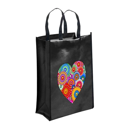 JX Lecal Canvas Tote Bag with Diamonds, 5D DIY Diamond Painting Rhinestone Grocery Bags Reusable Handbag Shopping Bag for Women, 13.4x11.2x3.9 Inch