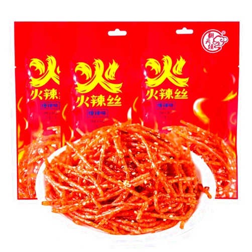 Wa sai luo Spicy Strip Small Gluten，Latiao Nostalgia Spicy Small Gluten, Sweet Spicy Flavor ，Vegan，Instant Classic hot&Spicy Flavor Chinese Special Snack Food (Spicy Shredded (Spicy),1Pack)