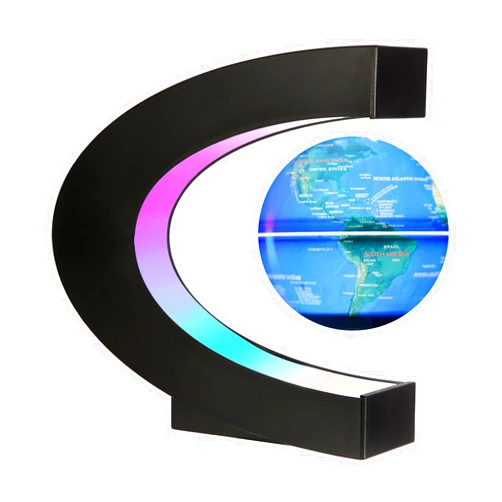 Gresus Upgraded Magnetic Levitation Floating Globe with C Shape Base, Floating World Map Globe with LED Lights, Great Fathers Students Business Boyfriend Birthday Gift for Home Desk Decoration (Gloe will light on)