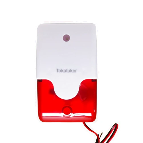 Tokatuker DC9 to 12V Wired Strobe Siren Red Light Sound Flash Buzzer Siren Home Security Alarm System Electric Security Siren 110dB@12V DC