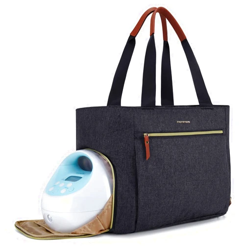 mommore Breast Pump Bag Diaper Tote Bag with 15 Inch Laptop Sleeve Fit Most Breast Pumps Like Medela, Spectra S1,S2, Evenflo