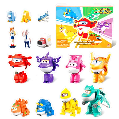 Super Wings 14-Pack Transforming Toys, 2 inch Airplane Collector Character Toy with Dinosaur Mini Collectible Action Figure with Poke Open Gift Pack, Small Figurines Kids Toy for Boys Girls Ages 3 Up