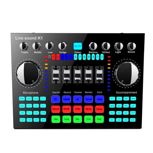 CALIDAKA Bluetooth Mini Sound Mixer Board Live Sound Card for Live Streaming Voice Changer Sound Card with Sound Effects, Audio Mixer for Music Recording Karaoke Singing Broadcast