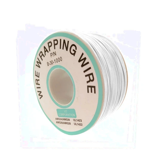 YXQ 30AWG Wire Wrapping Wire PVC Coated Tin Plated Copper Wire Cable 305M White Coated Wire for DIY PCB Soldering