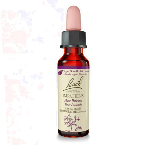 Bach Original Flower Remedies, Impatiens (Non-Alcohol Formula) - Have Patience - Natural Homeopathic Flower Essence for Emotional Balance - Vegan, Gluten Free, Sugar Free - 10mL Dropper