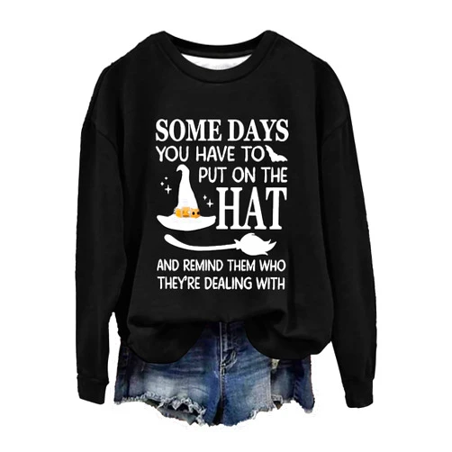 VCXWTD Halloween Sweatshirts for Women Oversized Letter Print Pullover Loose Fit Trendy Crewneck Tops