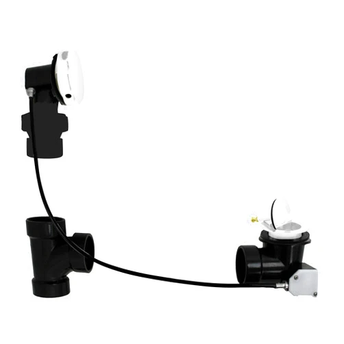 Westbrass Sch. 40 ABS 35 in. Cable Drive Bath Waste - Ball Joint Head, Powder Coat White, D50A35BJ-50