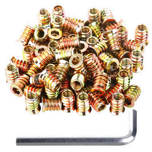 AGBOLO 40PCS 1/4-20 Threaded Inserts for Wood *20mm, Exceptional Threaded Insert Nuts for Furniture, Wooden Products and Wooden Models