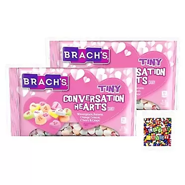 Stone Cove Tiny Conversation Hearts Candy Valentines Day Brachs Bundle - 14 oz Bags - Choose a Pack of 2, 4, or 6 Pack - Comes with Stone Cove Fridge Magnet (2 Pack)