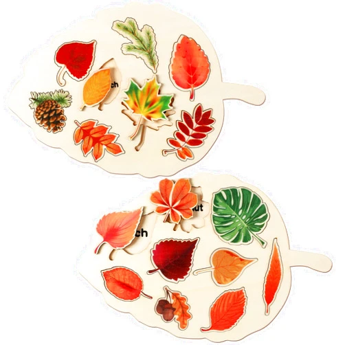 Kathfly 2 Pieces Leaf Wooden Jigsaw Puzzles Leaf Puzzle Montessori Toy Montessori Puzzle Early Educational Learning Puzzle for Birthday Gift Early Education School(Classic)