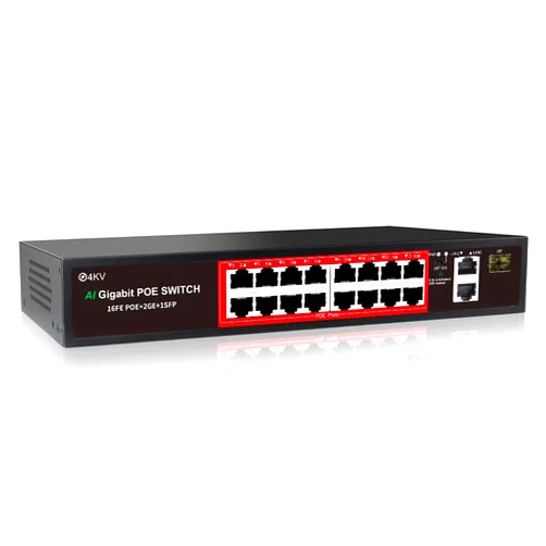 STEAMEMO PoE Switch with 16 POE Ports +2 Gigabit Uplink,1 x 1.25G SFP,802.3af/at PoE+ 100Mbps, 240W Built-in Power, Extend to 250Meter,Unmanaged Metal Plug and Play