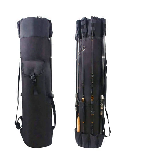 JSHANMEI Fishing Pole Bag Rod Holder Fishing Rod Reel Case Carrier Canvas Bag Foldable Pole Storage Bag Large Capacity Waterproof Travel Carry Case Bag Fishing Tackle Gear Organizer Fishing Gifts for Men