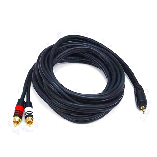 Monoprice Audio Cable - 10 Feet - Black | Premium Stereo Male to 2 RCA Male 22AWG, Gold Plated