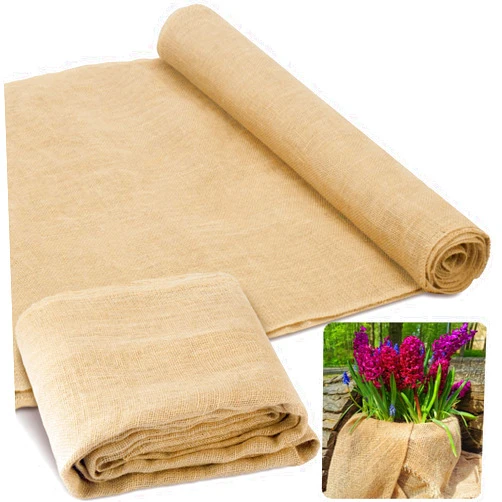 SmoothNovelty 40 Inch x 50 Feet Gardening Burlap Roll Natural Multipurpose Jute Burlap Fabric Roll Wrap Cover High Density Burlap for Plants in Winter for Garden Raised Bed Liners Weed Barrier Wedding