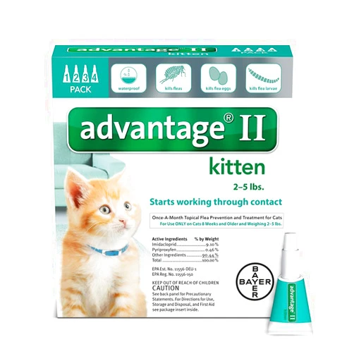 Bayer Animal Health Bayer Advantage II Kitten Flea Treatment for Kittens, 2 - 5 lb, 4 doses