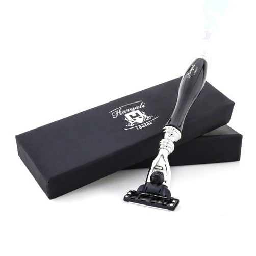 Haryali London 3 Edge Shaving Razor With Black Coated Handle Beard and Mustache Safety Razor For Men and Women