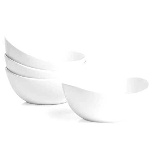 Sweese 6 Inch Porcelain 18 oz Bowls Set of 4, for Soup丨Cereal丨Fruits丨Rice, Microwave, Dishwasher, and Oven Safe - White