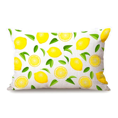 Solekla Throw Pillow Cover Lemon Fruit Leaves Decorative Pillow Case Home Decor 20x12 Inches Pillowcase