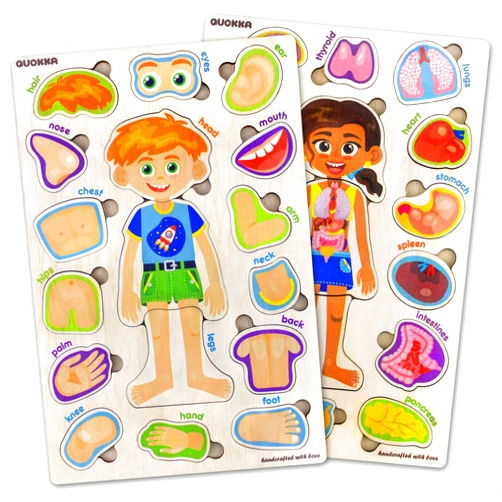 QUOKKA Puzzles for Kids – Montessori Puzzles for Toddlers 3-5 – Preschool Game Learning Human Body Parts Anatomy Skeleton – Educational Toys for Boy & Girl
