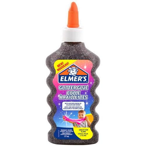 Elmer's Elmer’s PVA Glitter Glue | Black | 177 ml | Washable, Kid-Friendly and No Run | Great for Making Slime and Crafting | 1 Count