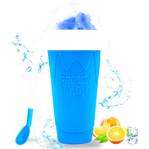 Hoinvaet® Magic Slushy Maker Squeeze Cup Slushie Maker, Homemade Milk Shake Maker Cooling Cup Squee DIY it for Everyone (Blue)