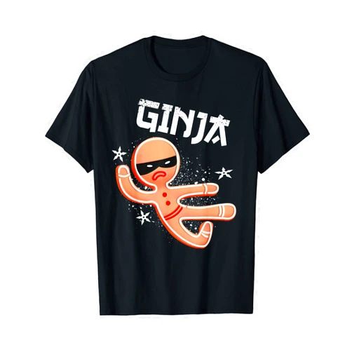 Christmas Ninja Gingerbread Matching Couple Tees Ginja Ninja Decoration Matching T-shirt for Xmas Holiday