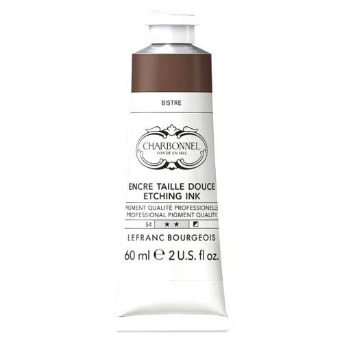Charbonnel Printing Ink for Intaglio, Etching & Lithography, Bistre Basic - 60 mL (2 oz) tube