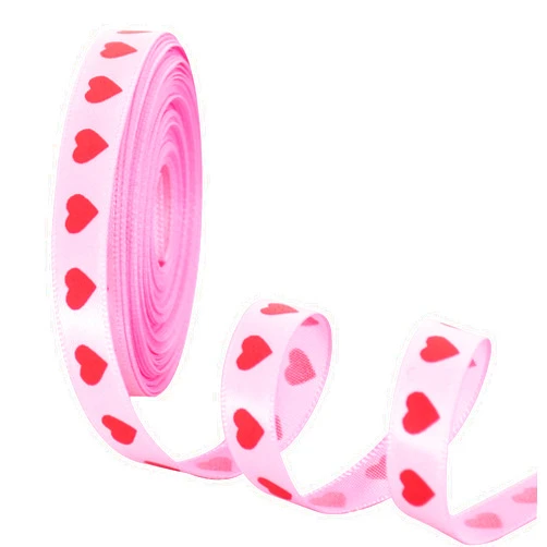 TONIFUL 10 Yards Rose Red Love Heart Ribbon 3/8 inch Valentine's Day Gifts Ribbon for Crafts Flowers Birthday Mother's Day Wrapping Party Wedding Graduation Ceremony Valentine Day Decoration, pink