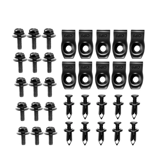 GOOACC GRC-70 35PCS Engine Under Cover Splash Shield Guard Body Bolts Bumper Fender Liner Push Retainer Fastener Rivet Clips , black