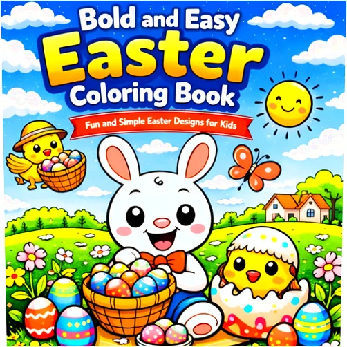 Milena Klara Bold and Easy Easter Coloring book: Fun and simple easter esings for kids