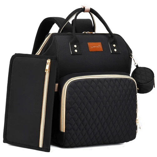 ROSEGIN Diaper Bag Backpack with Changing Pad Pacifier Case, Baby Bag for Boy Girl Toddler - Large, Stylish, Waterproof Travel Diaper Bag for Mom - Baby Shower Registry - Black