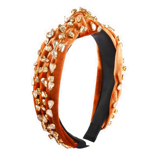 CENAPOG Rhinestone Headbands for Women Velvet Wide Crystal Hair Bands Knot Turban Headband for Girls Bridal Hair Hoop Wedding Headwear Hair Accessories Birthday Valentines Day Gifts (brown)