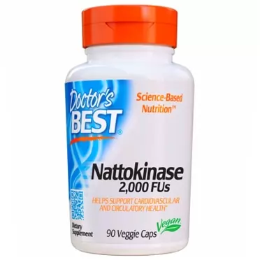 Doctor's Best Nattokinase - 2, 000 FU of Enzyme, Supports Heart Health & Circulatory & Normal Blood Flow, Non-GMO, Gluten Free, Vegan, 90 VC (DRB-00125) 90 Count (Pack of 1)