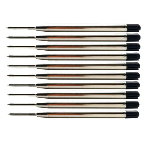 GARASANI 10 Pack Ball Point Pen Refills, Medium Point, Black Ink (Black 3.8inch)