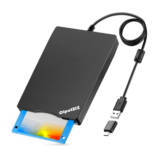 CIpotZIZ Floppy Disk Reader 3.5 inch External USB A&C Floppy Disc Drive 3 1/2 Floppy Disk Drive/Converter/Player/Reader/Transfer for Laptop Desktop PC Compatible with Windows 11/10 (Frosted Texture)