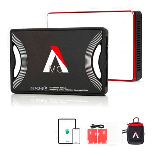 Aputure MC RGBWW On Camera Video Light, CRI/TLCI 96+, Temperature 3200K-6500K, HSI Mode,Support Magnetic Attraction and App with USB-C PD and Wireless Charging