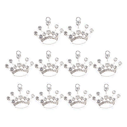 Milisten 10pcs Crown Charm Pendant Vintage Alloy Tiara Miniature Ornament Crystal Rhinestone Embellishment for Jewelry Making Craft