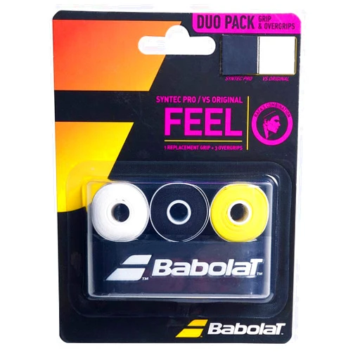 Babolat Syntec Pro + VS Original Combo Grip Pack (White/Black/Yellow)
