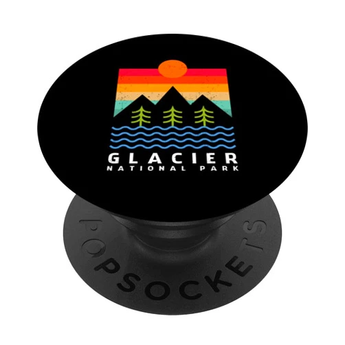 Crichton Street Montana Glacier National Park Retro Sunset Mountains & Trees PopSockets Standard PopGrip