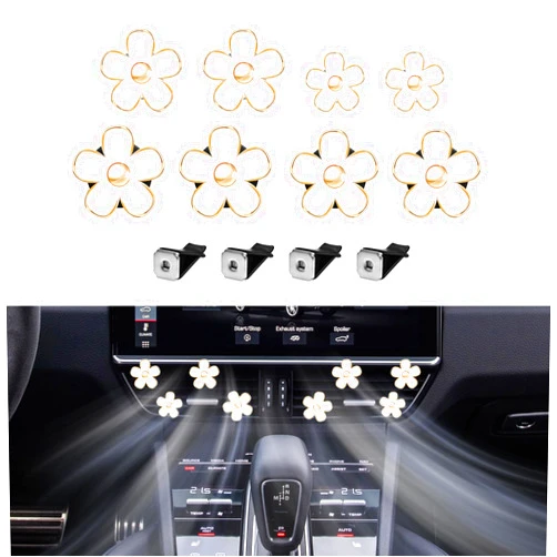 QZTYTY 8PCS Daisy Flower Air Vent Clip, Car Air Freshener Clips, Cute Flower Car Air Conditioning Outlet Clip, Charm Car Inter Decor Accessories Diffuser Vent Clips for Women Girls
