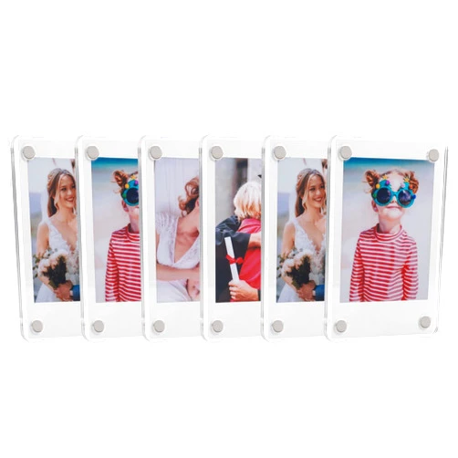 SUNEZLGO 6 Pack- Acrylic Fridge Magnetic Frame, Acrylic Photo Picture Frames,Double Sided Photo Refrigerator Magnet Picture Frame for Fujifilm Instax Mini,Clear Picture Display Frame,2.36 x 3.54 Inch
