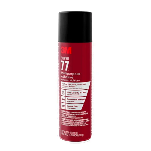 3M Super 77 Multipurpose Spray Adhesive, 13.8 oz., Provides Secure Bond In 15 Seconds, Dries Clear, Ideal For Plastic, Glass, Paper, Fabric, Wood, Foam, Cardboard, Fiberglass & More (77-DSC)
