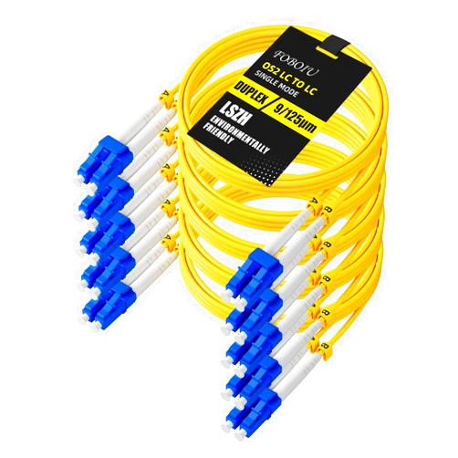 Foboiu 5 Pack LC to LC Single Mode Fiber Patch Cable 2m, LC UPC to LC UPC Duplex OS2 Singlemode OS1, 9/125um LZSH 1G/10GB Fiber Optical Patch Cable 6ft