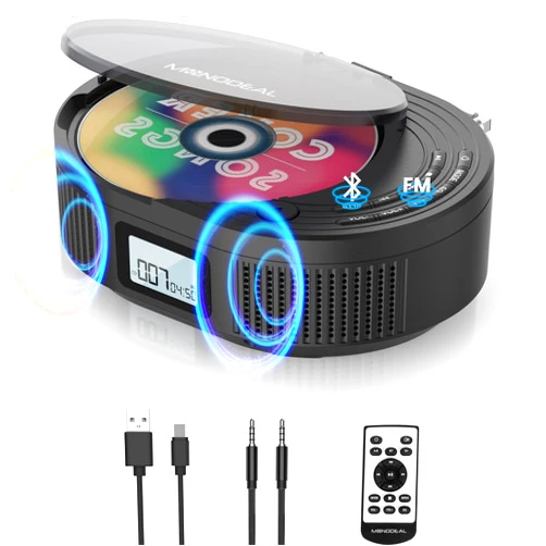 MONODEAL CD Player Portable,MONODEAL Boombox CD Player with Bluetooth Transmitter,FM Radio & Bluetooth Speaker 2 in 1 Combo,Portable CD Player for Car/Home with Remote Control,Headphone Jack,Support AUX/USB