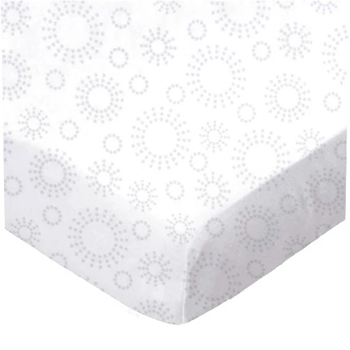 SHEETWORLD.COM SheetWorld Baby Fitted Bassinet Sheet Fits Nuna Mixx 12 x 29 inches, 100% Cotton Woven Sheet, Unisex Boy Girl, Grey Dot Circles, Made in USA