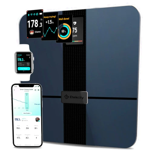 Etekcity Smart Scale for Body Weight Fat, FSA HSA Eligible, Digital Bathroom Weighing Machine for Accurate BMI Muscle Mass Composition, Home Use Apple Health Compatible Fitness Equipment