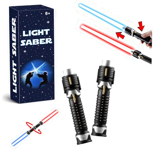 Phokwes Retractable Light Sabers for Kids - Light Up Saber Mini Lightsaber Sword Toys for Boys Girls Party Supplies Christmas Birthday Gifts Toy (2 Pcs)
